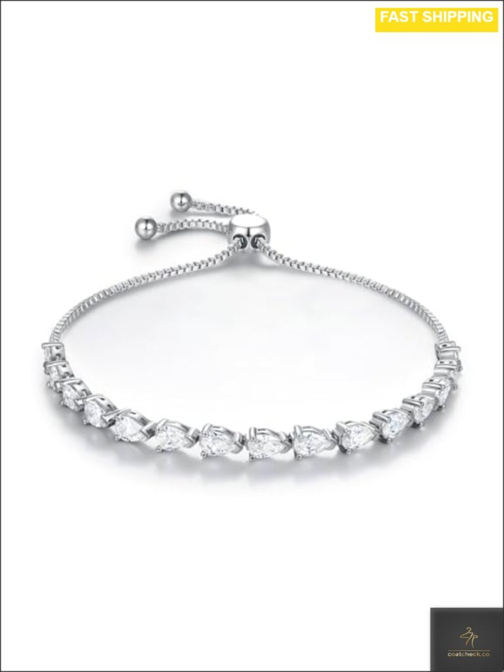18K White Gold Plated Tennis Bracelet 5A+ Cubic Zirconia Adjustable Slider